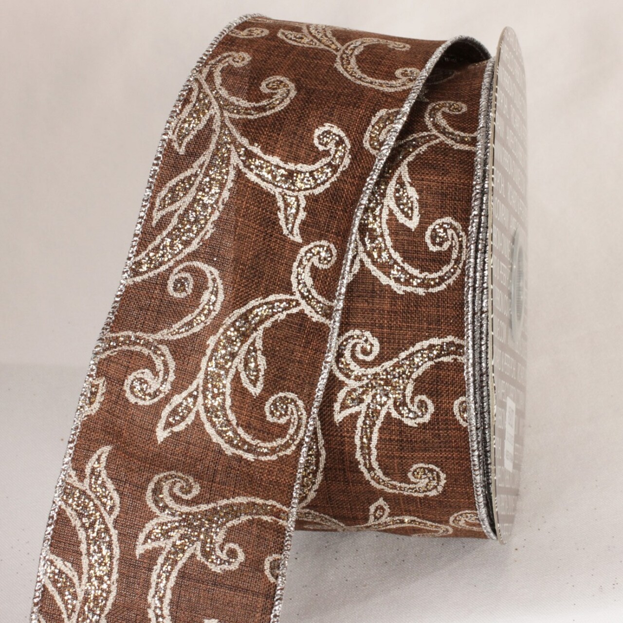 The Ribbon People Chocolate Brown and White Wired Craft Ribbon 2.5" x 20 yards